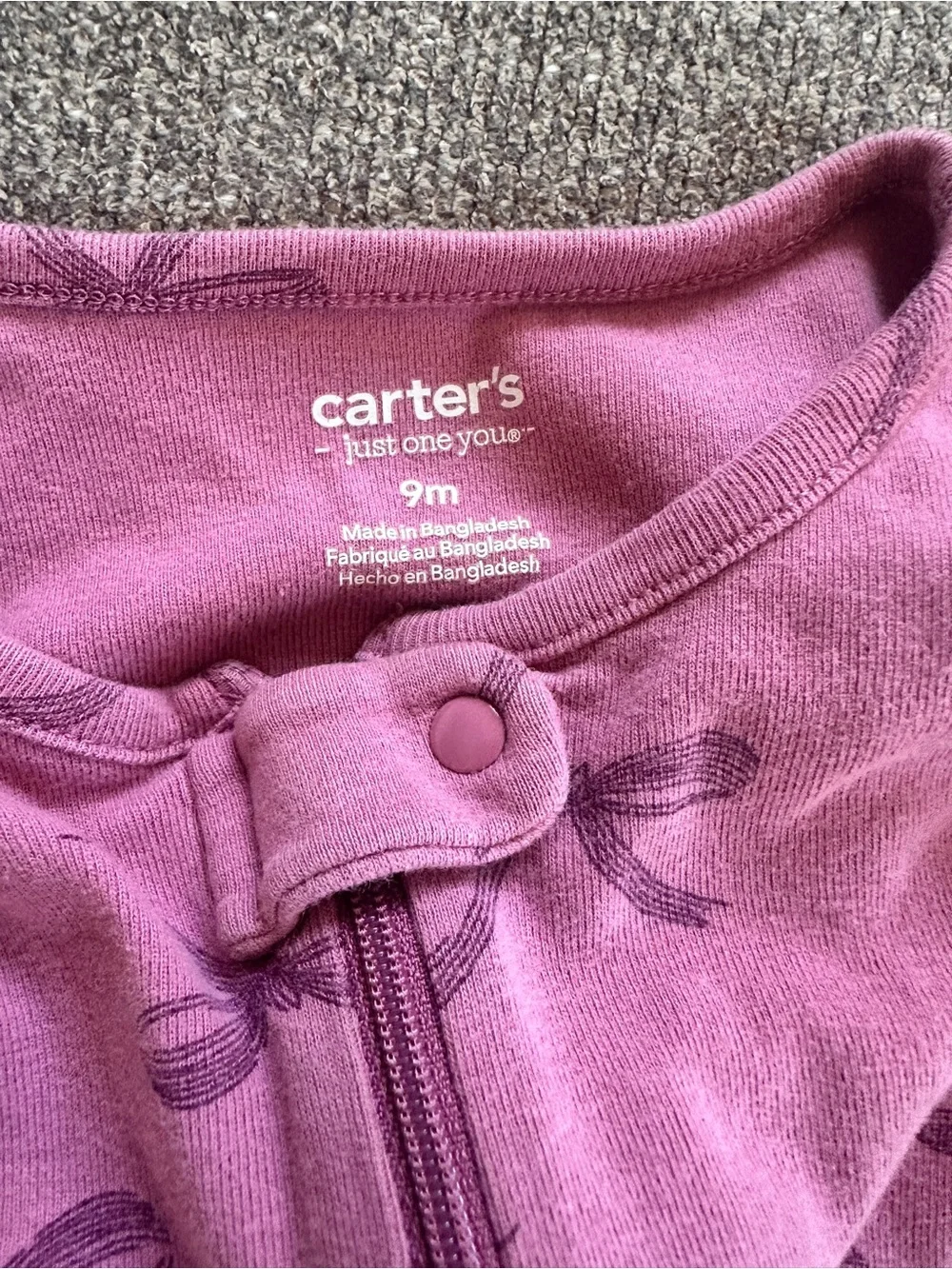 Carter's Pink Bow-Print Footed One-Pieces Twin girls matching pajamas